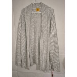 White Silver Metallic open front sweater cardigan Ruby Rd Woman Size 3X NWT MSRP